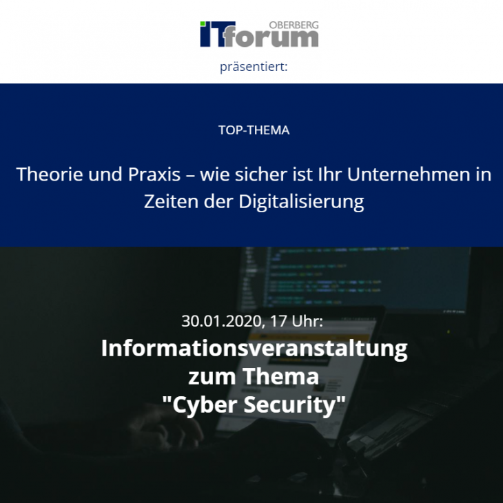 Informationsveranstaltung zum Thema „Cyber Security“ am 30.01.2020